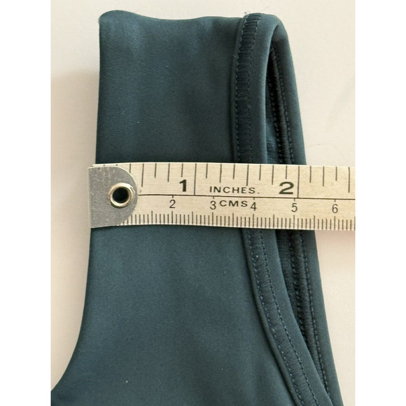 Lululemon RUN THE DAY Sports Bra With Peek-A-Boo Mesh Submarine Green/Black Sz 4 - Picture 11 of 12